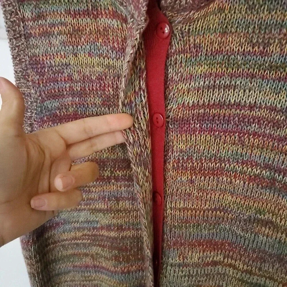 J.G.HOOK Women Knit Vintage Sweater Vest Medium Multicolor Pastel Hidden Buttons - Picture 6 of 11